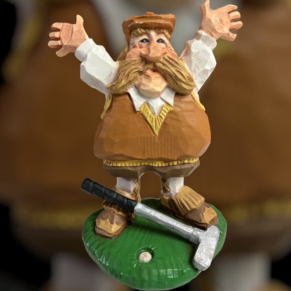 Vtg Set of 2 David Frykman Figurines The Golfers Funny Ol Lady & Ol Man Bookends - Picture 10 of 15